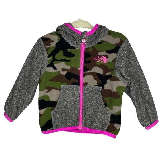 The north face jacket zip up hooded fleece camo camouflage 6-12 months baby